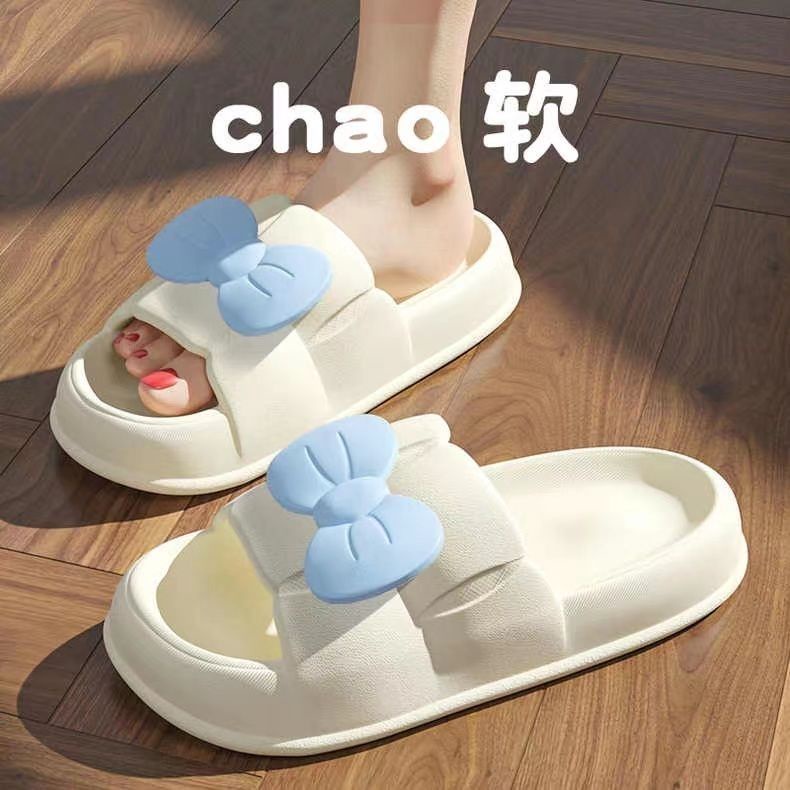 Dép Đi Trong Nhà Đế Dày Mềm Mại Đính Nơ Dễ Thương