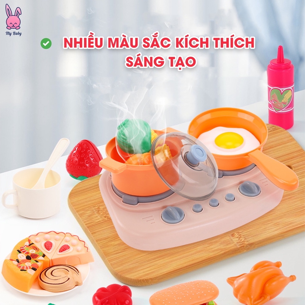 Bếp trẻ em đồ chơi có đèn và nhạc, Mô phỏng đồ dùng nhà bếp nấu ăn, Trẻ em 2 đến 8 tuổi, Mybaby