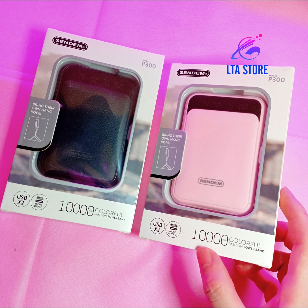 Sạc Dự Phòng Mini Cầm Tay Dung Lượng 10000mah tiện dụng nhỏ gọn 2 màu đen nam tính và hồng cute