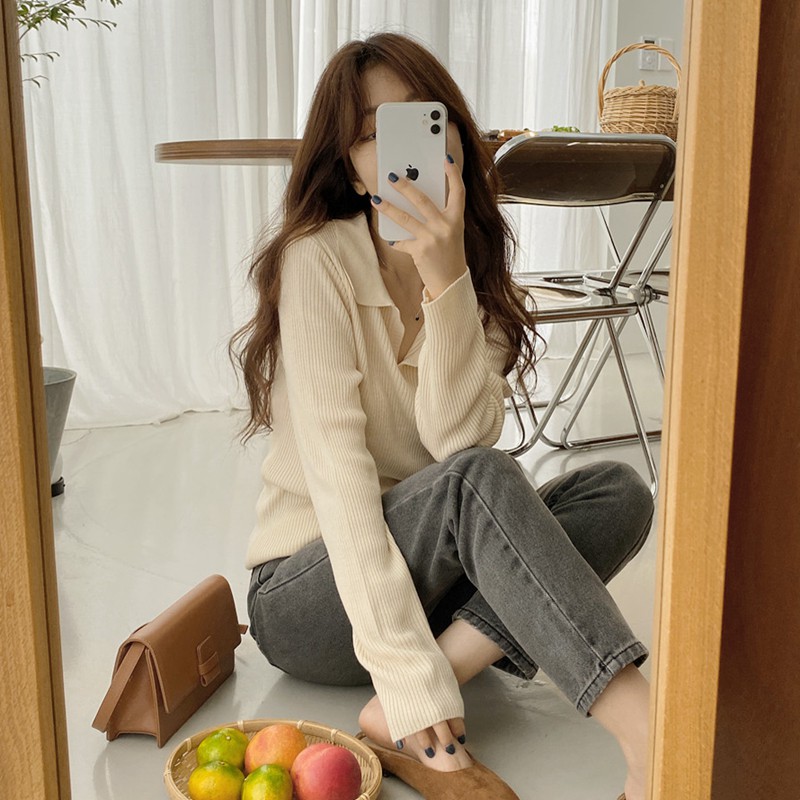 Áo Tay Dài Cổ Chữ V Thời Trang Phong Cách Quyến Rũ Cho Nữ