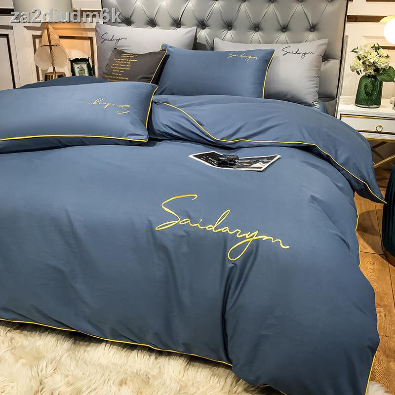 Bông tinh khiết 60 miếng ghim dài cotton băng lụa bốn mảnh ga trải giường mùa hè chăn ga trải giường 4 vỏ ch
