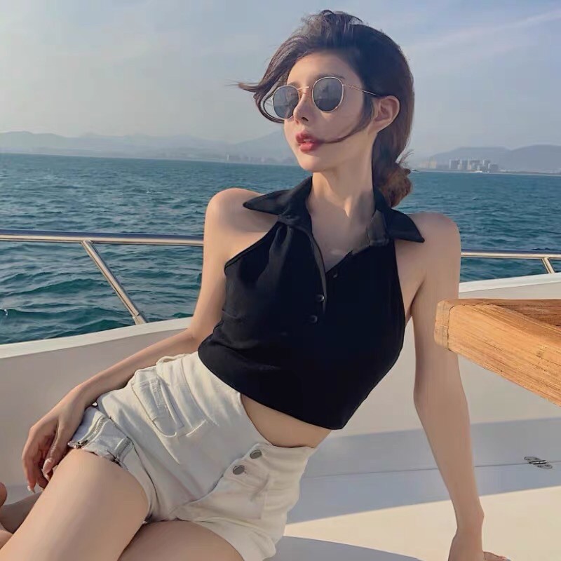 Áo Polo Cổ Yếm Hở Lưng Chuẩn Ulzzang A18