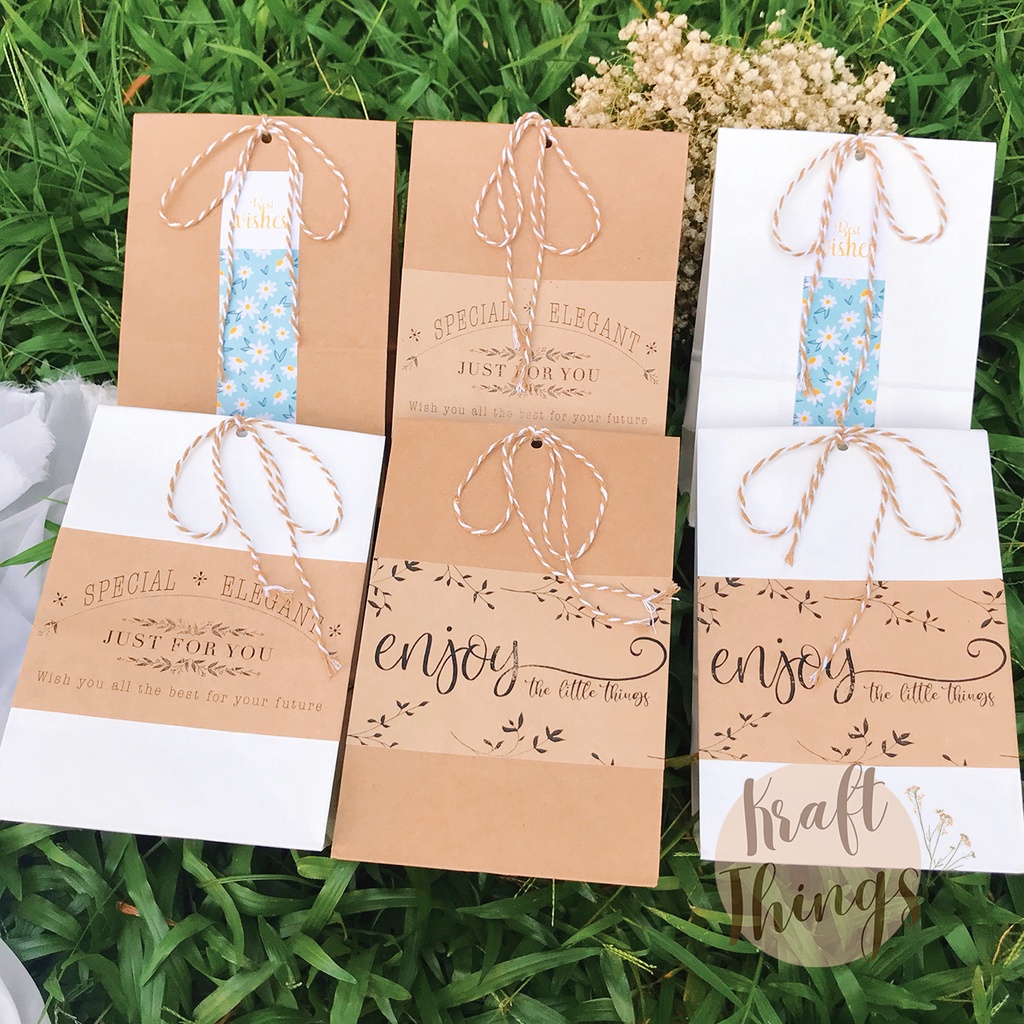 Túi đựng quà kraft mini, túi giấy đựng bánh kẹo, mỹ phẩm vintage T01
