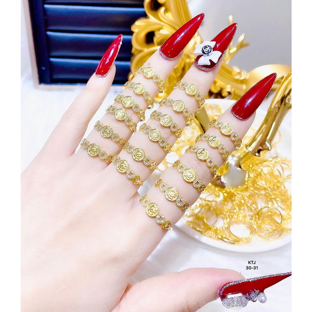 Nhẫn kim tiền vàng chữ lộc