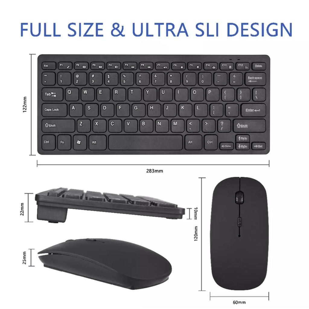 Bàn Phím và Chuột Cắm Chip USB Không Dây Chống Thấm Nước 2.4G dùng cho laptop, máy tính