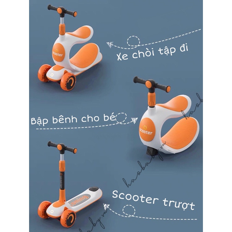 [Haobaby Shop] Xe trượt Scooter cho bé 3 trong 1, Xe trượt Scooter cho bé Umoo 2 trong 1 hình heo