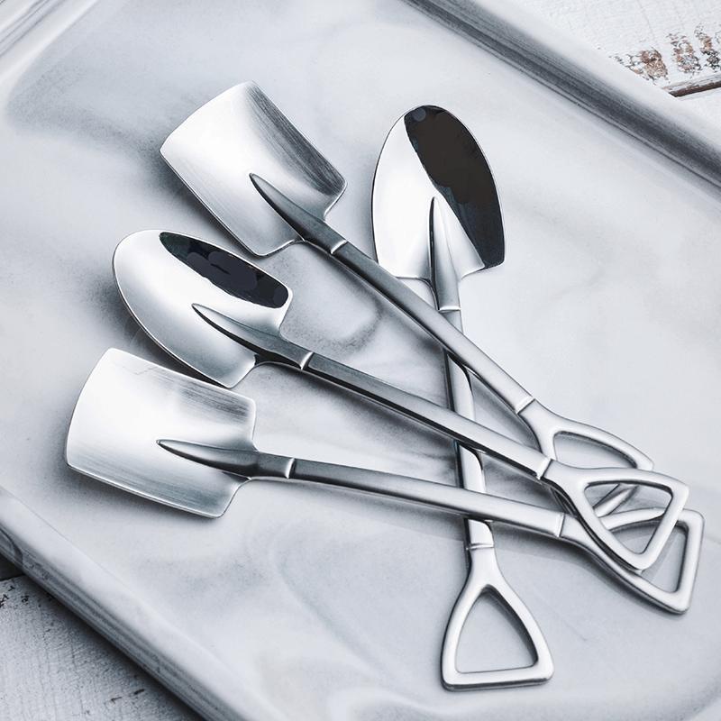Muỗng Múc Kem/Trái Cây Mini Bằng Thép Không Gỉ Thiết Kế Cổ Điển Dễ Thương Dành Cho Gia Đình