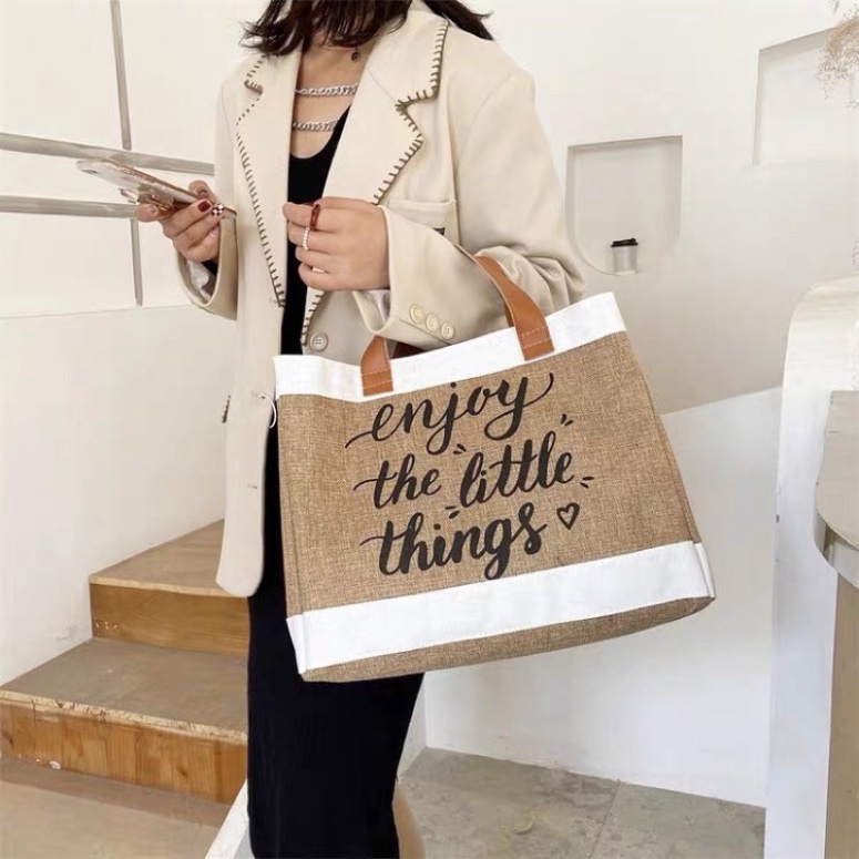 Túi Cói Đi Biển Mẫu Mới 2022 Enjoy The Little ThingsFREESHIPTúi cói loại to đi du lịch