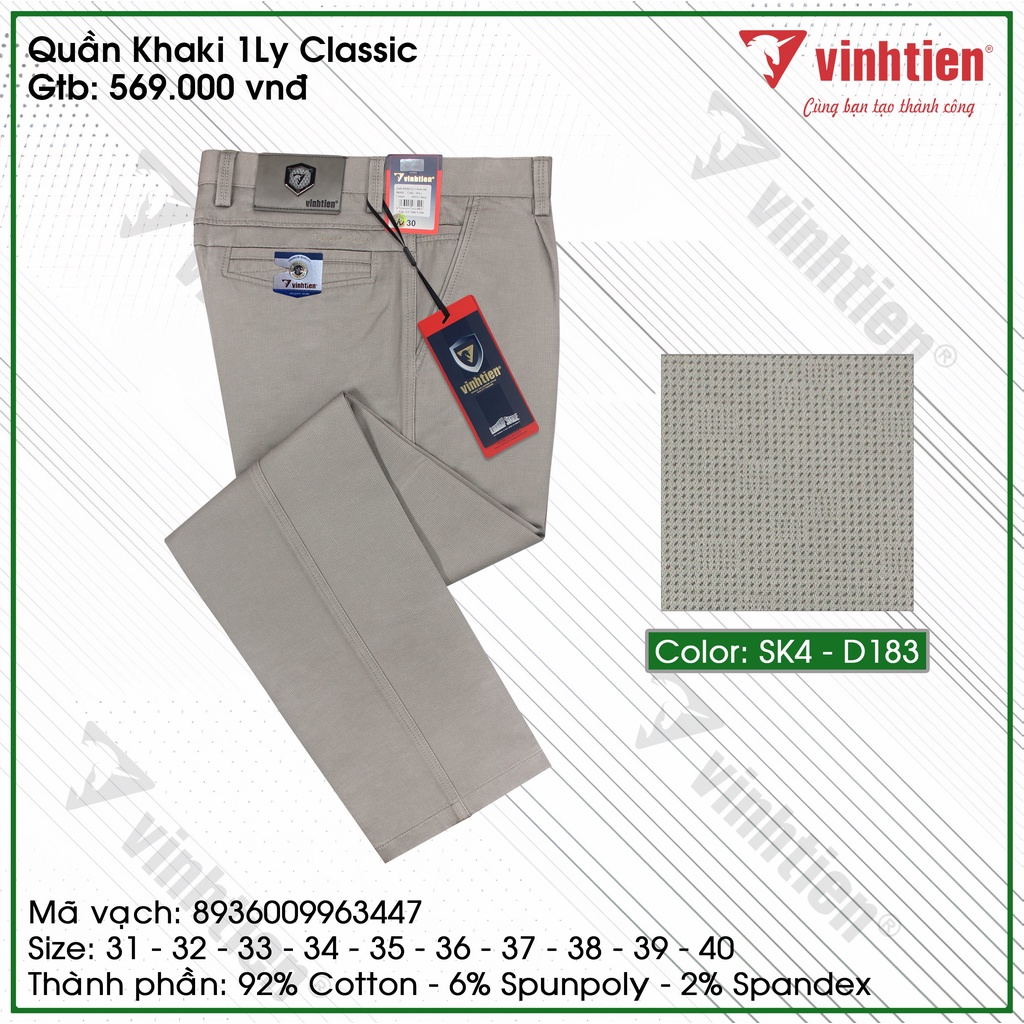 Quần Kaki Trung Niên 1ly Classic Cotton Vĩnh Tiến 569