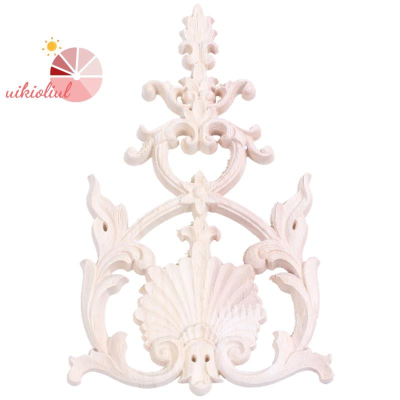 1X Rubber Wood Carved Applique Vintage Furniture Craft Decor