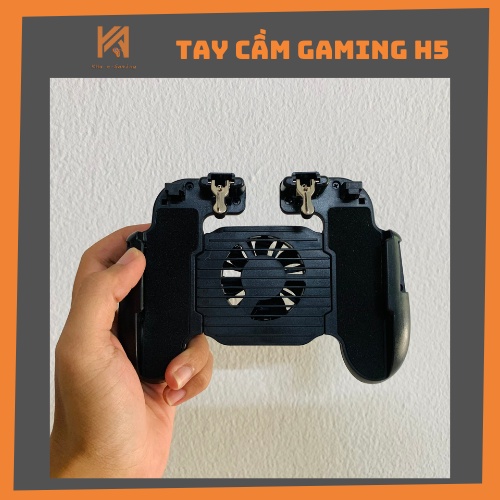 Tay cầm chơi game iPhone và Android H5. Kèm nút bắn PUBG Mobile, Free Fire, CODM siêu nhạy. Có quạt tản nhiệt!!.