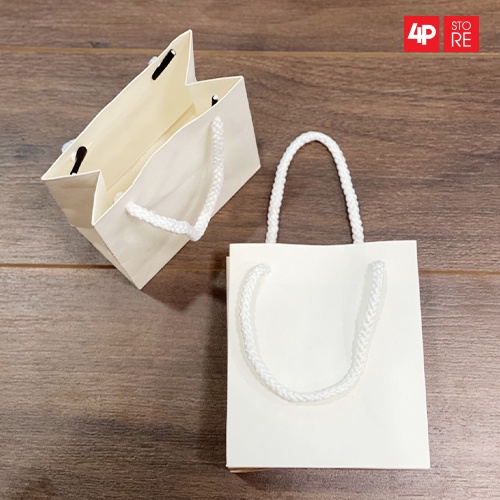10 TÚI KRAFT TRẮNG NGÀ QUAI VẢI 11X13X6CM - HỎA TỐC