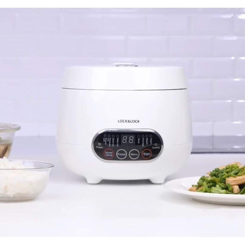 Nồi cơm điện kỹ thuật số Lock&amp;Lock Digital Rice Cooker 0.8L, 220V~, 50Hz, 300W – Màu trắng EJR326WHT