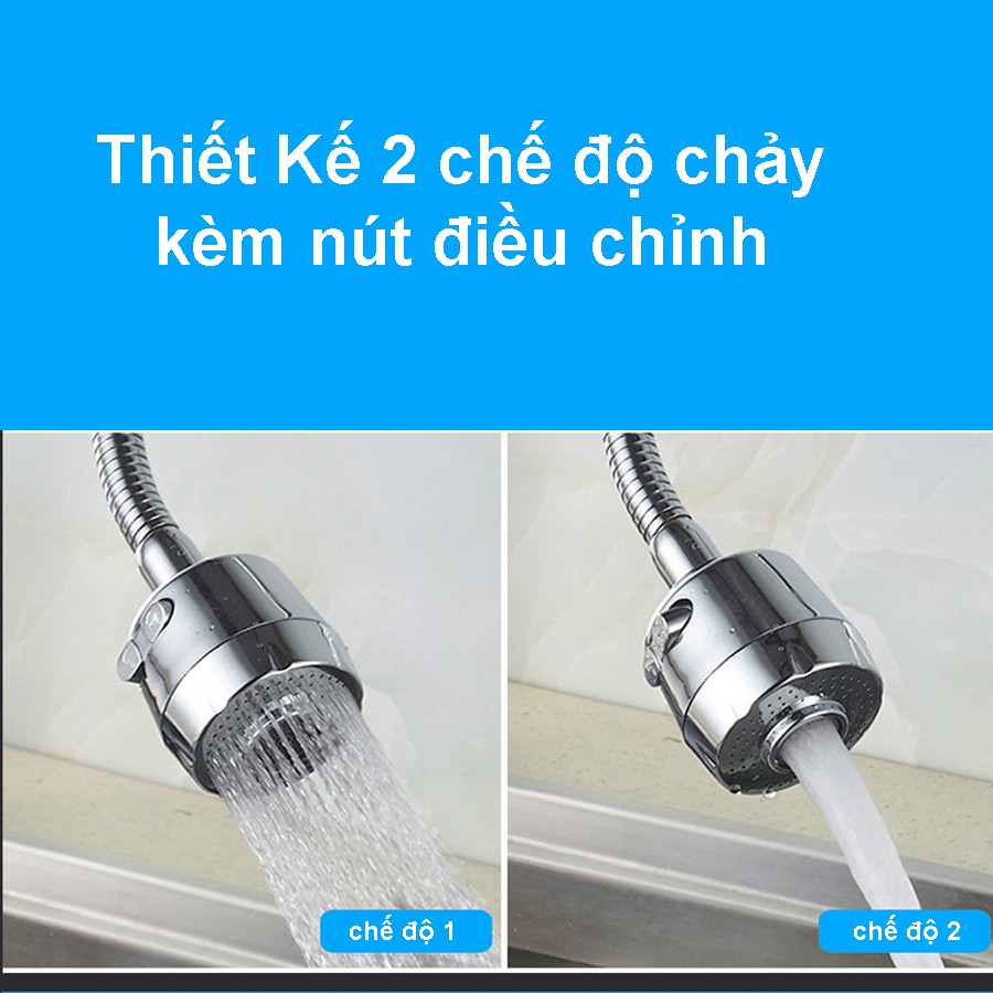 Dây vòi bồn rửa xoay 360 độ, Gắn cho các loại vòi bồn rửa chén, Nút chỉnh 2 chế độ Tăng áp mạnh DL67 (Tặng đầu nối )