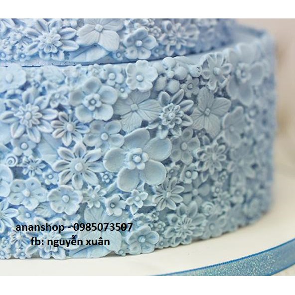 Khuôn silicon hoa ốp thành bánh rau câu, fondant, bánh kem hoa mai, hoa cúc V01