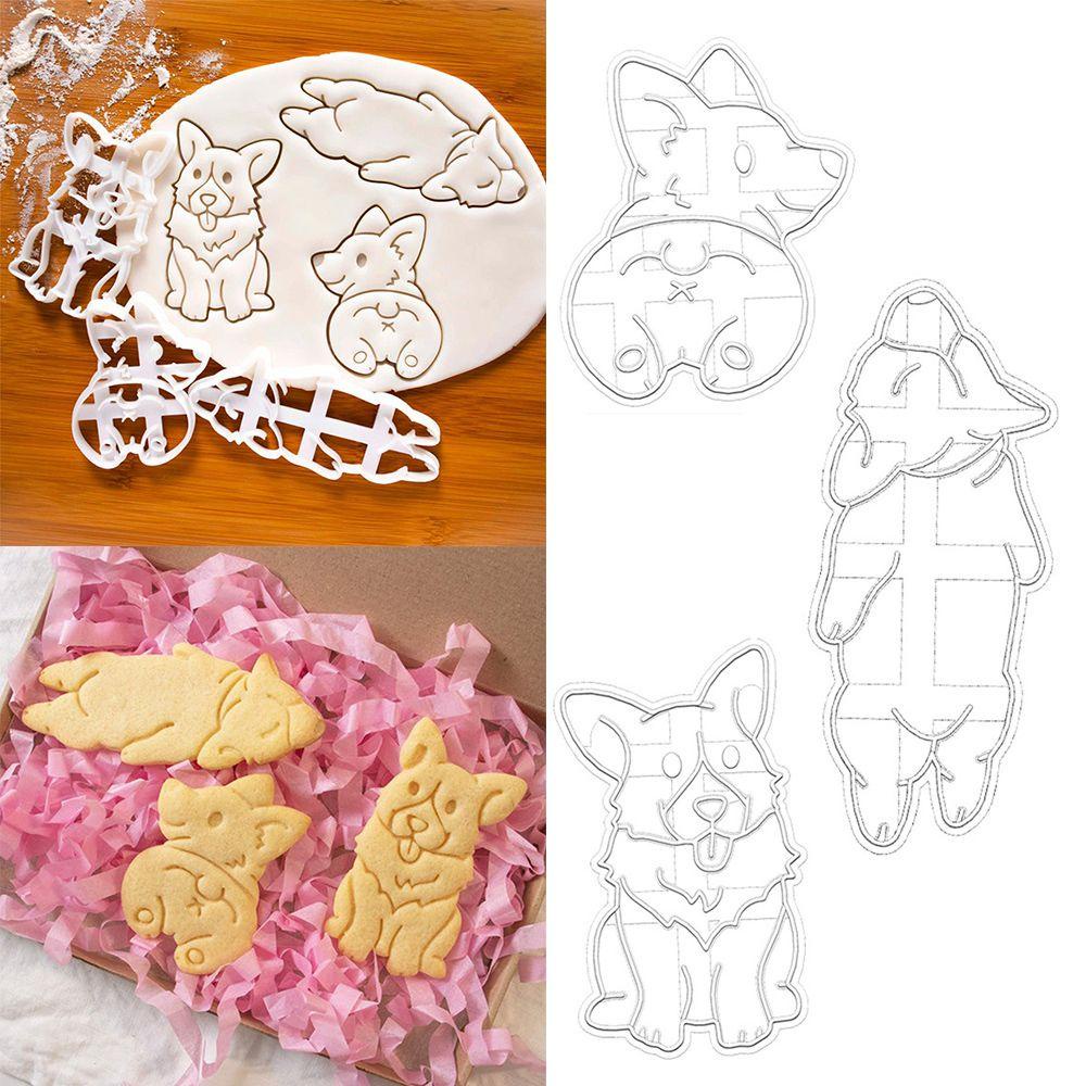 GOGOUP Set 3 Khuôn Dập Nổi Họa Tiết Hoạt Hình Dễ Thương Dùng Để Trang Trí Bánh