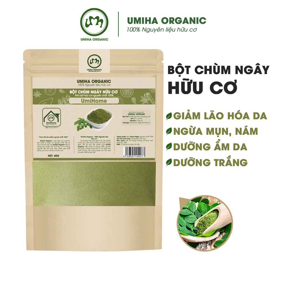 Bột đắp mặt nạ Chùm Ngây nguyên chất UMIHOME  40G ngăn ngừa mụn trứng cá, cung cấp năng lượng cho làn da