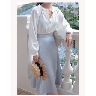 Váy lụa xoè có bản lưng mềm rũ nịnh da Linari V4