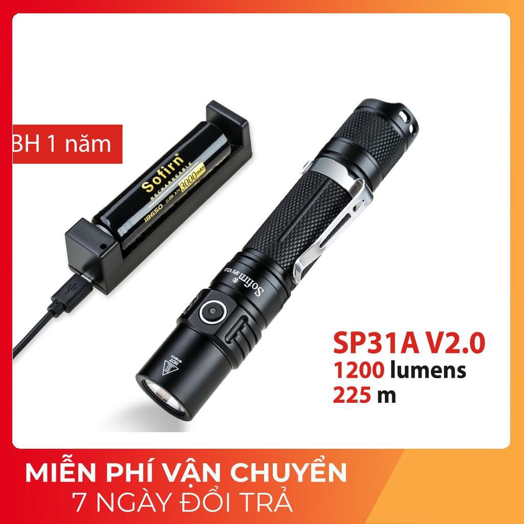 [SIÊU SÁNG] [BH 1 NĂM] Sofirn SP31 V2 đèn pin cầm tay độ sáng 1200lumen chiếu xa 225m sử dụng 1 pin 18650