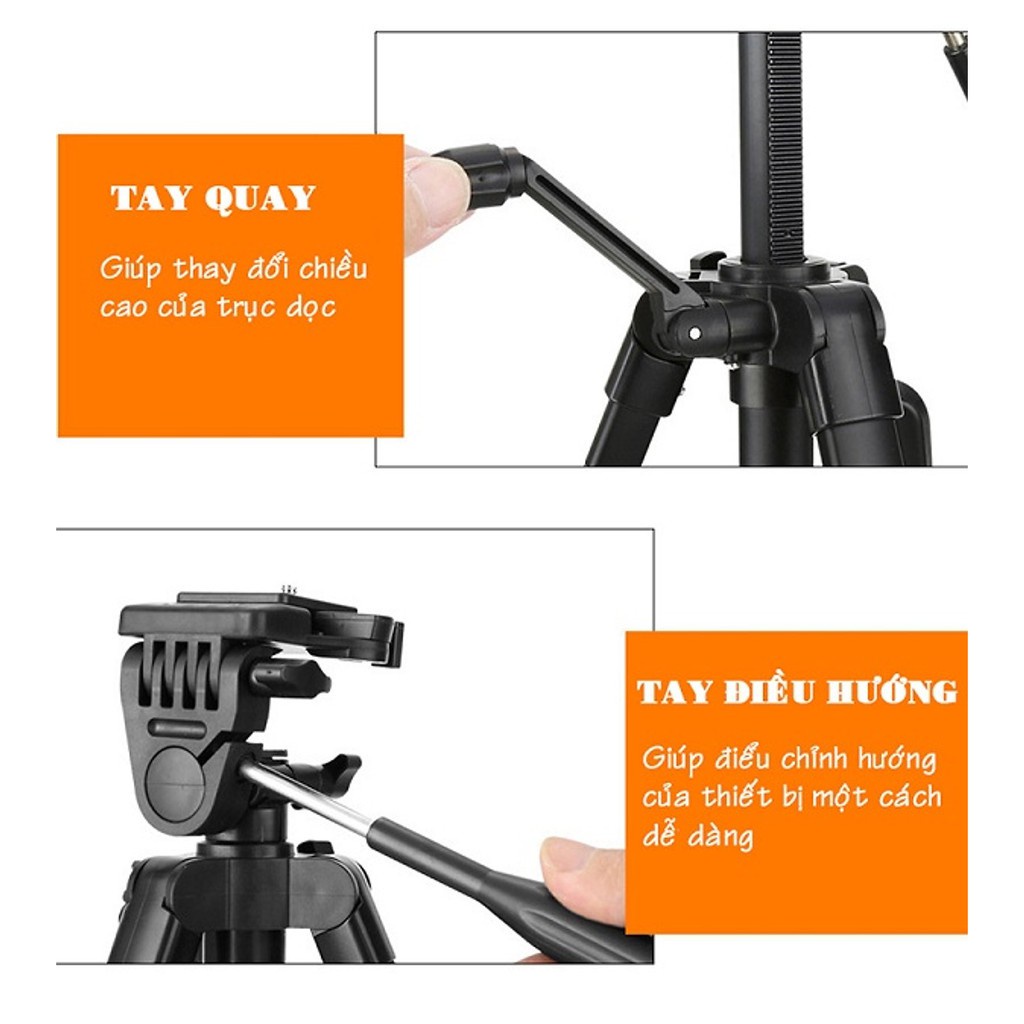 Gậy YT 3388 kèm điều khiển bluetooth cao cấp, Gậy chụp ảnh 3 chân Tripod, cây Livestream chụp ảnh tự sướng xoay 360 độ