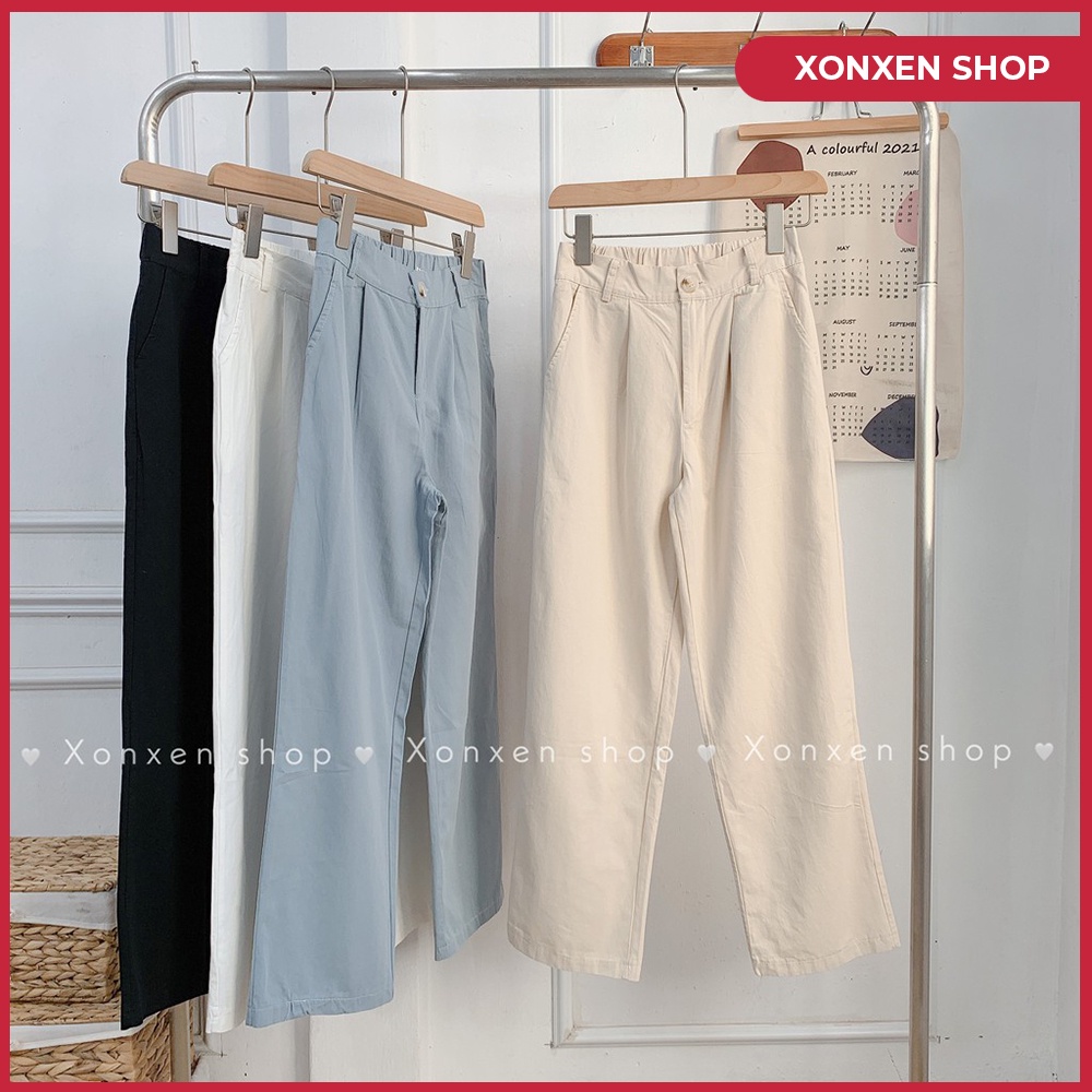 Quần kaki nữ xonxon shop quần kaki suông trơn lưng chun sau dê thương size S,M,L -811