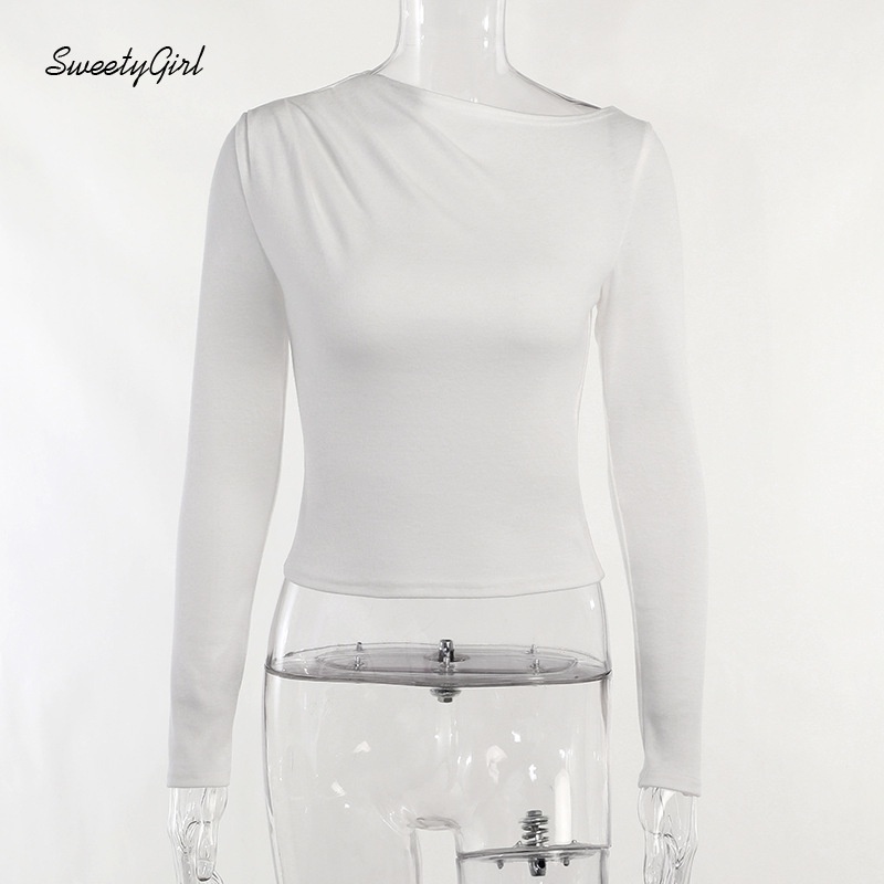 Áo Thun Tay Dài Cổ Tròn Màu Trơn Thời Trang 2022 Dành Cho Nữ