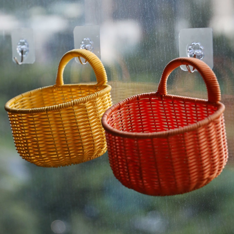 Rổ Đựng Trái Cây Bằng Tre. Giỏ Đan Mây Treo Tường Đựng Hành Tỏi Gừng Tiện Dụng Cho Nhà Bếp