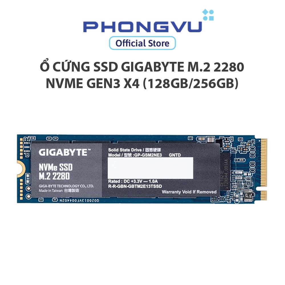 Ổ cứng SSD Gigabyte M.2 2280 NVMe Gen3 x4 (128GB/256GB) - Bảo hành 36 tháng