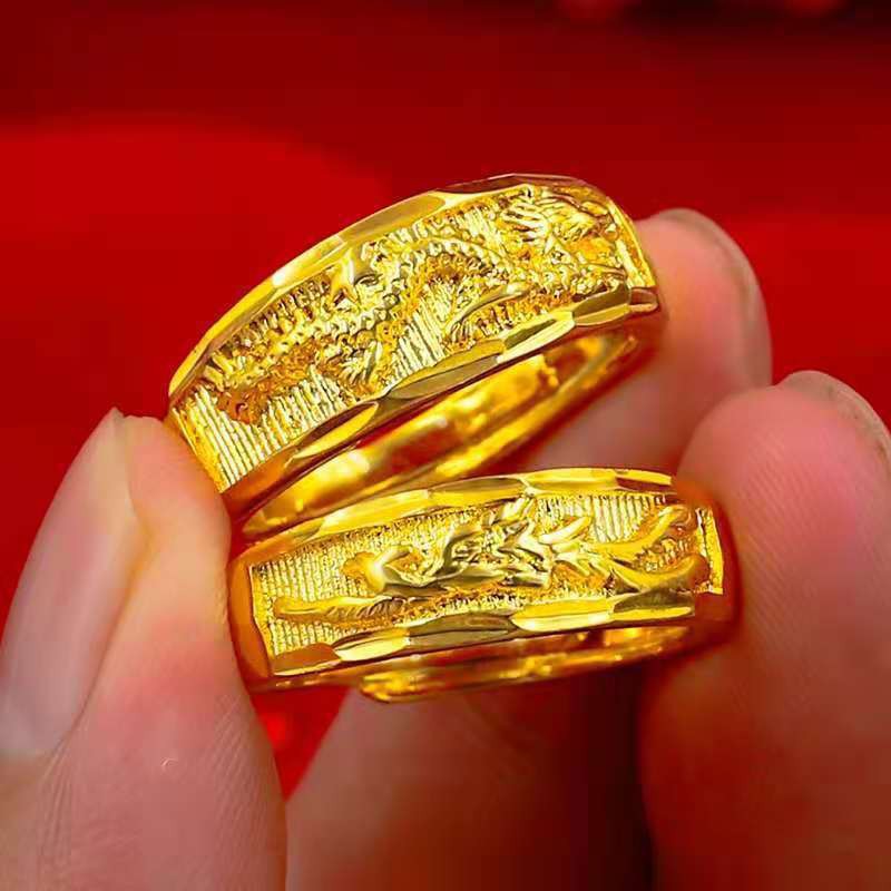 weiweijewelry/Nhẫn Cặp đôi rồng phượng vàng 24K thời trang nam nữ