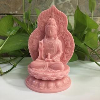 Tượng Phật quan âm mang May mắn cho mọi người cao 15 cm màu hồng có chữ Phật