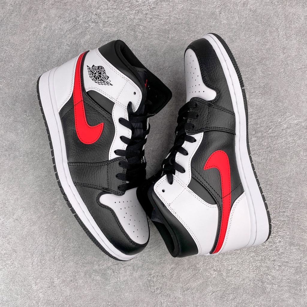 Giày Air Jordan 1 Mid - Black Chile Red White (Best Quality)