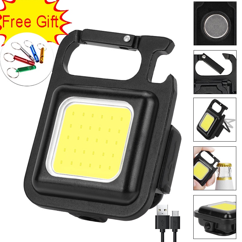 Đèn Led COB Khẩn Cấp Đa Năng Có Thể Sạc Lại Kèm Móc Khóa Nhỏ Gọn Tiện Dụng