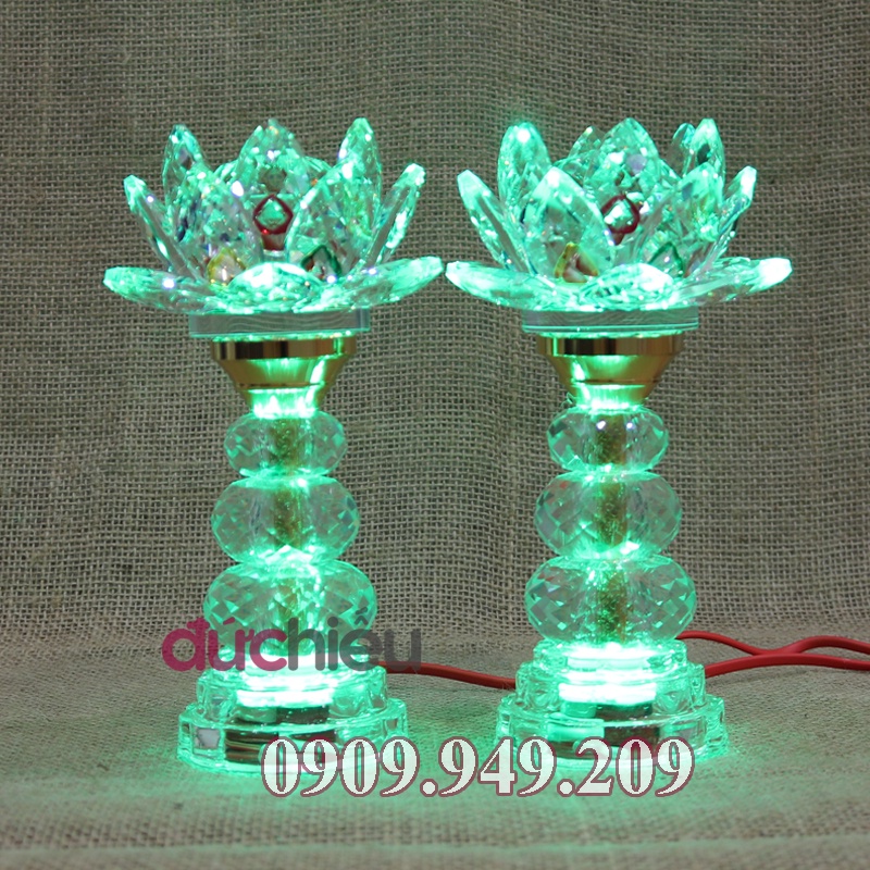 Đèn bàn thờ hoa sen pha lê cao 22cm 7 màu 7 chế độ 060 – Đức Hiếu Shop