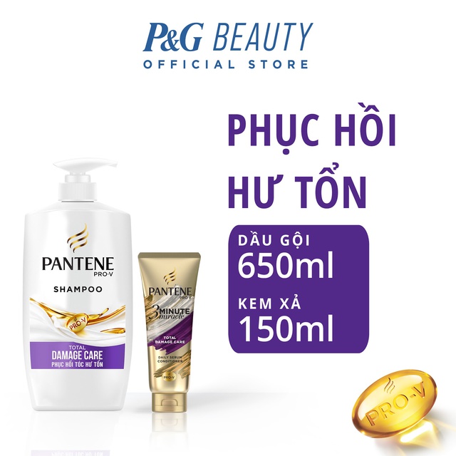 Bộ Dầu gội Pantene 650ML & Kem xả 3 phút diệu kỳ 150ML