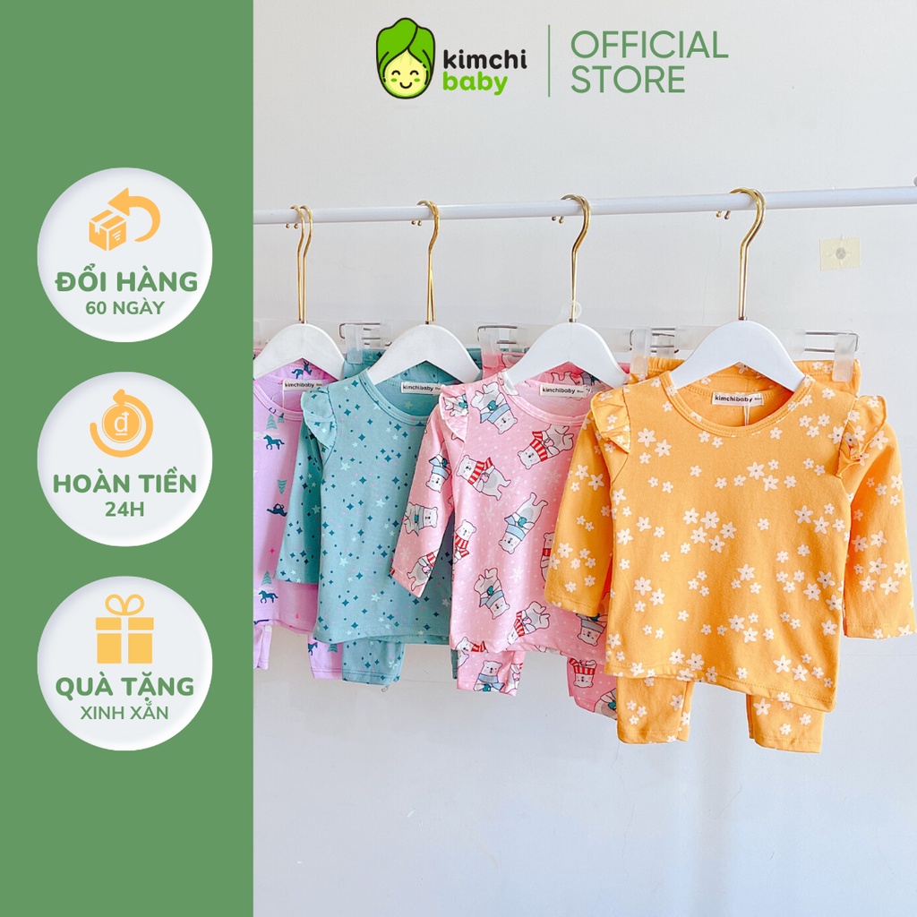 Bộ Đồ Bé Gái Cánh Tiên KIMCHIBABY Vải Cotton Borip Dư Xịn, Bộ Quần Áo Cho Bé Mặc Nhà Thu Đông MKMTD2224