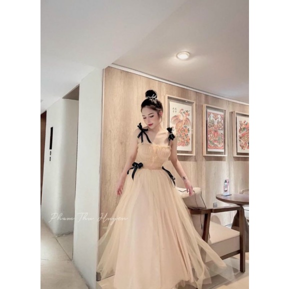 ĐẦM CÔNG CHÚA PHỐI VOAN CÓ LÓT ĐÍNH NƠ