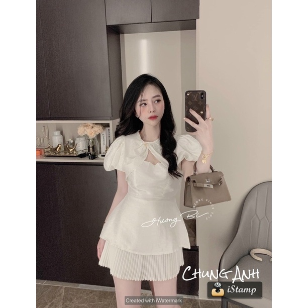 Áo peplum tay bồng đũi xoắn hàng chuẩn