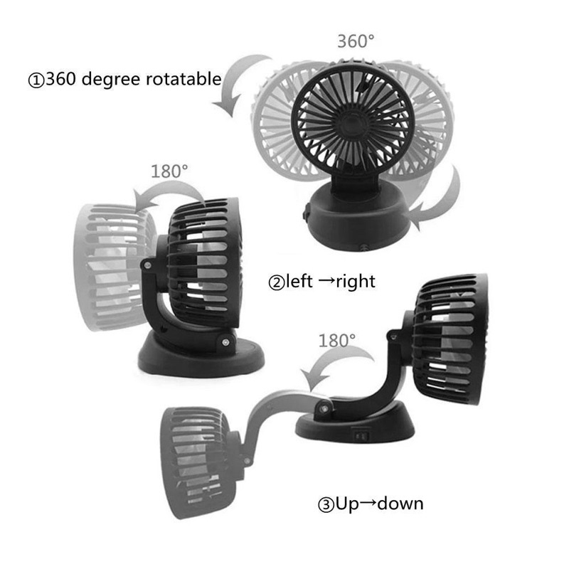 Quạt mini 5V, 12v, 24v xoay 360 tiện ích trên ô tô, xe hơi, bàn làm việc, cổng