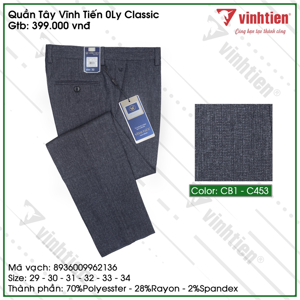 Quần Tây 0ly VT Classic 399 Vĩnh Tiến - Nhiều Màu