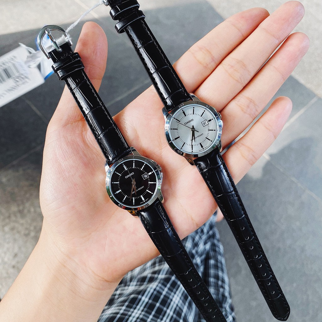 Đồng hồ nữ Casio chính hãng mặt tròn chống nước 3ATM , dây da - đồng hồ LTP V004