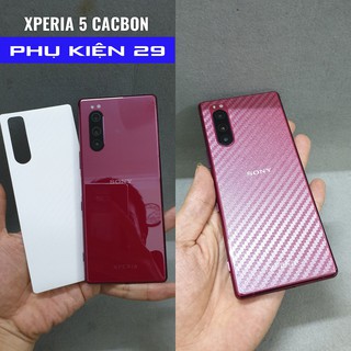 [SONY XPERIA 5/ 5 MARK 2/ 3/ II/ III] Dán lưng nhám chống xước 3D vân Cacbon