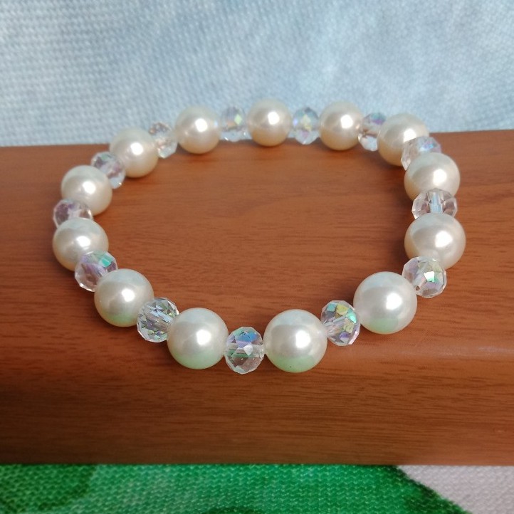 Vòng tay hạt ốc trai trắng kết hợp pha lê siêu xinh giá rẻ style hàn quốc - namimi