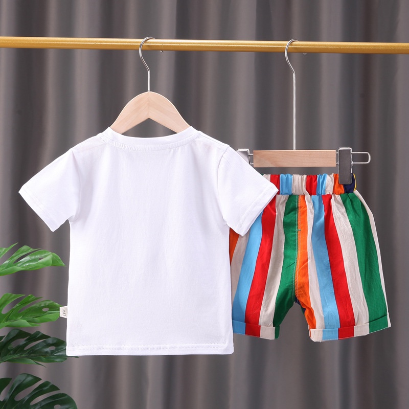 Set Đồ Mùa Hè 2 Món Gồm Áo Thun Cotton + Quần Ngắn Cơ Bản Cho Bé Trai/Gái