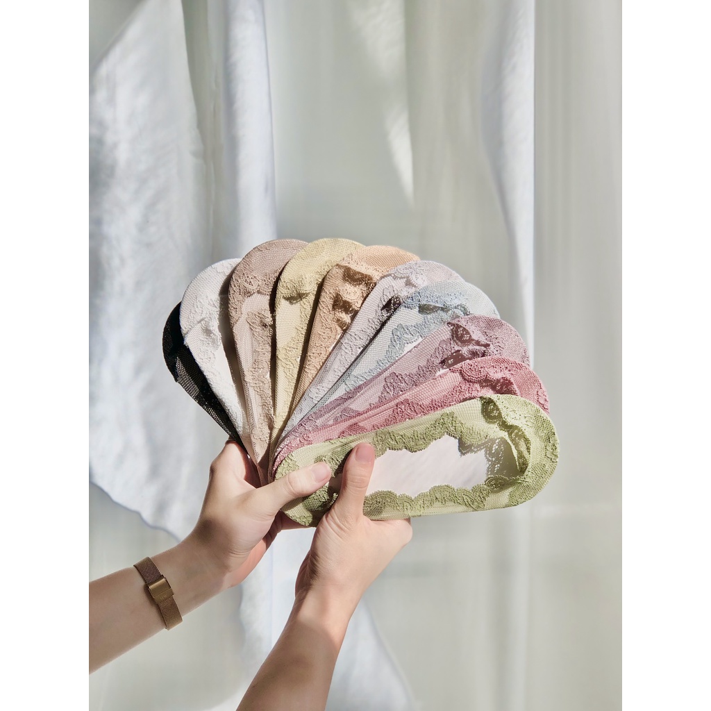 Tất Đi Giày Cao Gót Đuôi Gà ren hoa siêu xinh chống tuột 100% - LINY