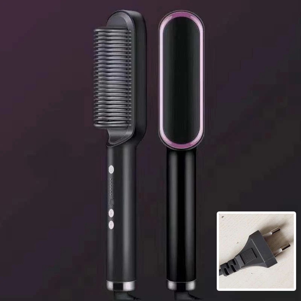 Hàng Hot Lược Điện Chải Thẳng Tóc Tự Động Chống Bỏng Có Thể Điều Chỉnh Phích Cắm EU