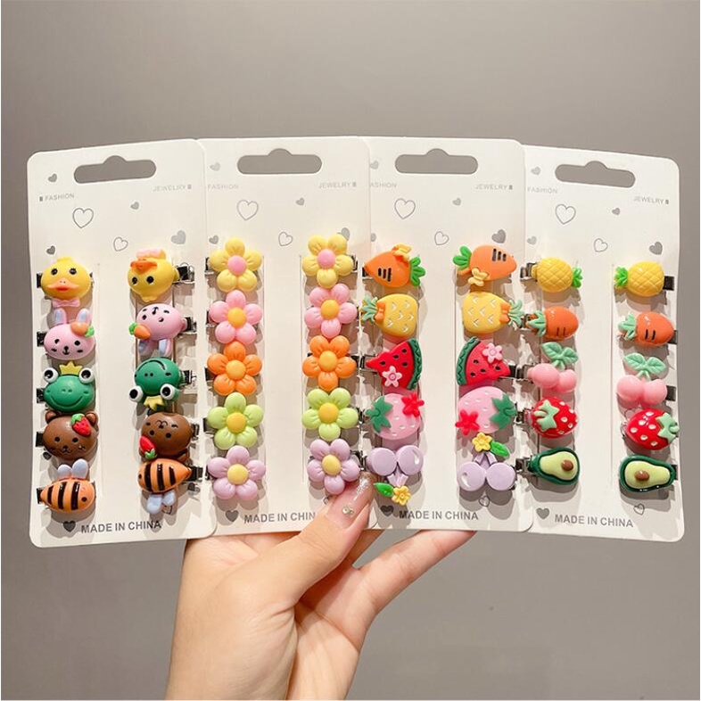 Set 10 Kẹp Tóc Mỏ Vịt Kiểu Hàn Quốc Dễ Thương Cho Bé 2022