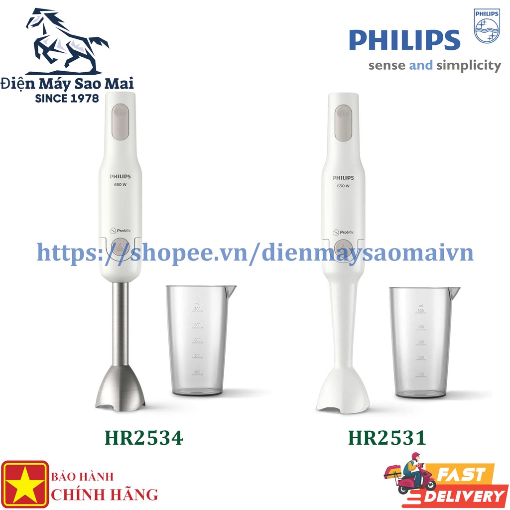 Bảo hành chính hãng - Máy xay sinh tố cầm tay Philips HR1604 và HR2534 HR2531