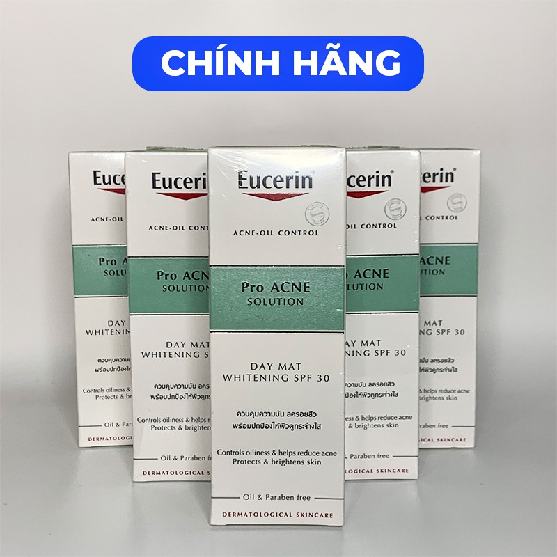 ⚜️ CHÍNH HÃNG ⚜️Kem Dưỡng Ban Ngày Eucerin Acne-Oil Control Proacne Day Mat Whitening SPF 30 50ml - Trắng Da Giảm Mụn Pr