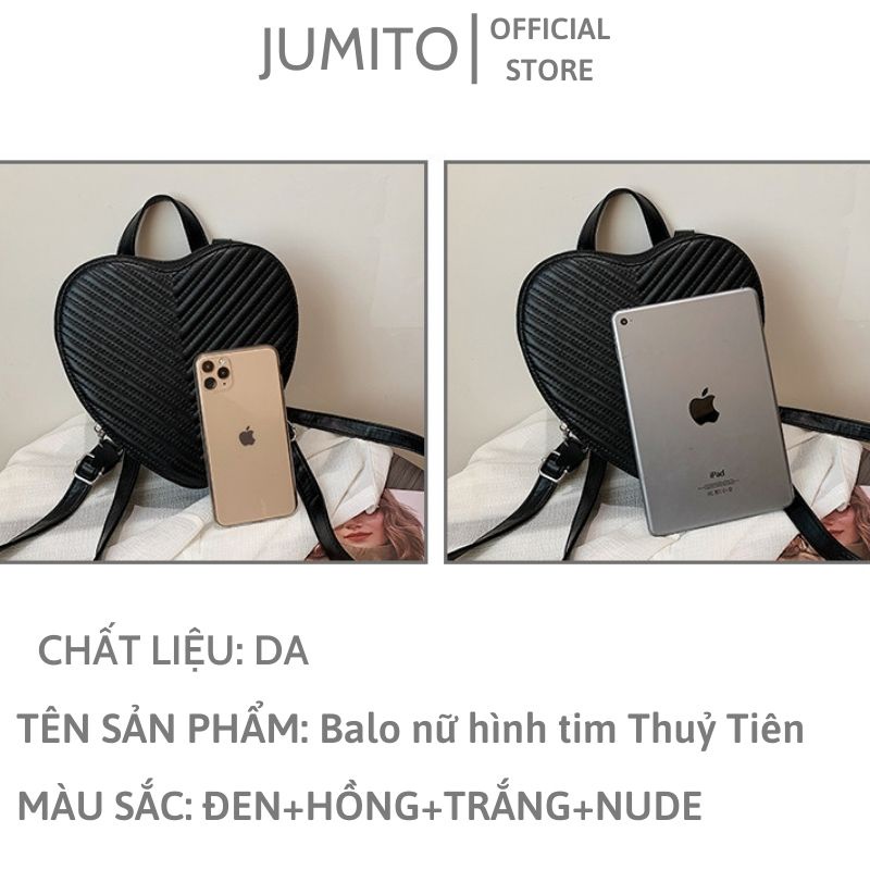Balo nữ hình tim Thuỷ Tiên size 25cm vân nổi siêu xinh đủ màu JUMITO SF690