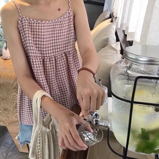 ORDER Áo 2 dây kẻ caro vintage 3 màu